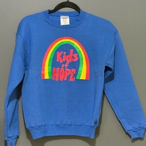 Jerzees Blue Kids Sweatshirt with Rainbow Design